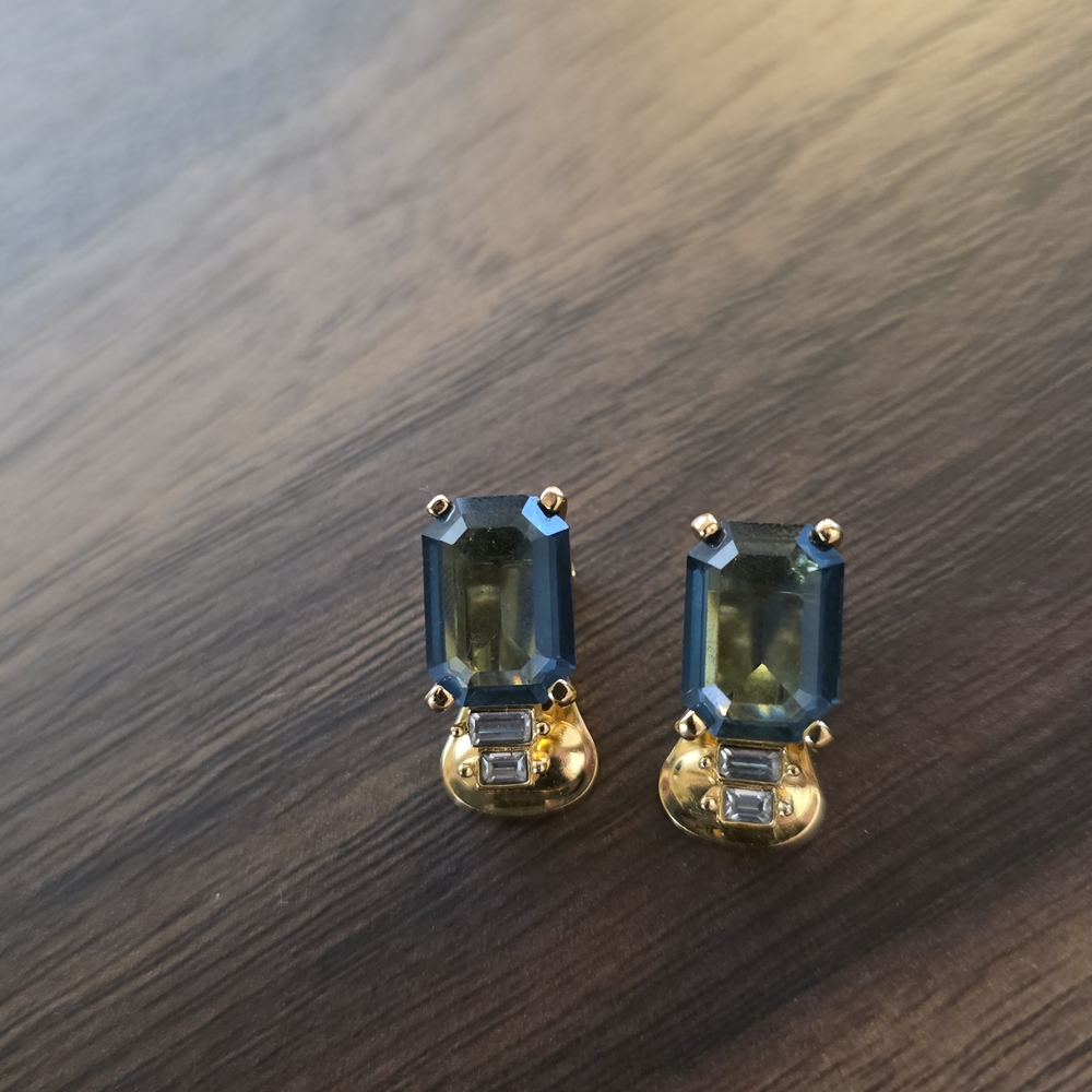 Vintage Dior Blue and Gold Clip On Earrings
